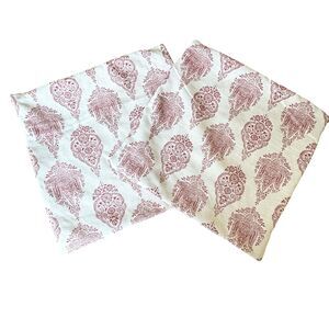 Pier 1 Imports Red and Cream Damask Pillow Cover Pair Home Decor